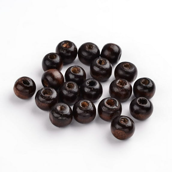 Natural Maple Wood Beads Dyed Round Lead Free Coconut Brown 10x8.5mm Hole: 3.5mm about 3000pcs/1000g