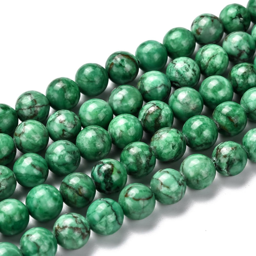 Natural Marble Beads Strands Round Dyed & Heated Green 8mm Hole: 1mm about 46pcs/strand 15 inch(38cm) DIY