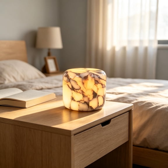 Natural Marble Cordless Touch Control Night Light, Rechargeable Dimming Warm Glow Portable Stone Table Lamp, Decor Gift for Bedroom Living Room