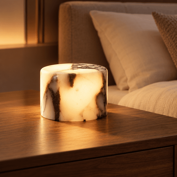 Natural Marble Cordless Touch Dimmable Table Lamp, Rechargeable LED ...
