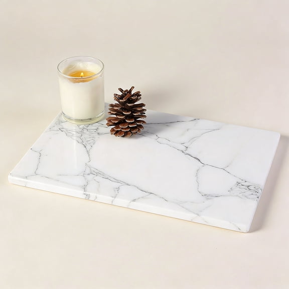 Natural Marble Cutting Boards for Kitchen - 12" x 8" Multi-Purpose Pastry Marble Tray Cheese Board Marble Slab for Counter, Bathroom Perfume Tray Jewelry Candle Plate (Arabescato)