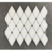 Natural Marble Diamond & Gold Metal Circle Mosaic Wall Tiles - Case 10 Sheets