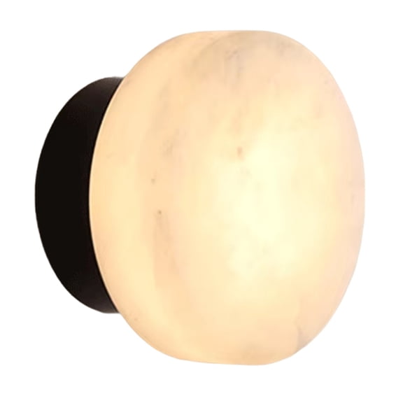 Natural Marble Round Wall Lamp Nordic Modern LED Room Light Living Room Bedroom Passage Corridor A,1 x natural Marble Round Wall Lamp,Black