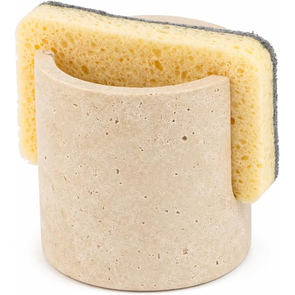 Natural Marble Sponge Holder, Travertine Stone Drying Rack for Kitchen Sink