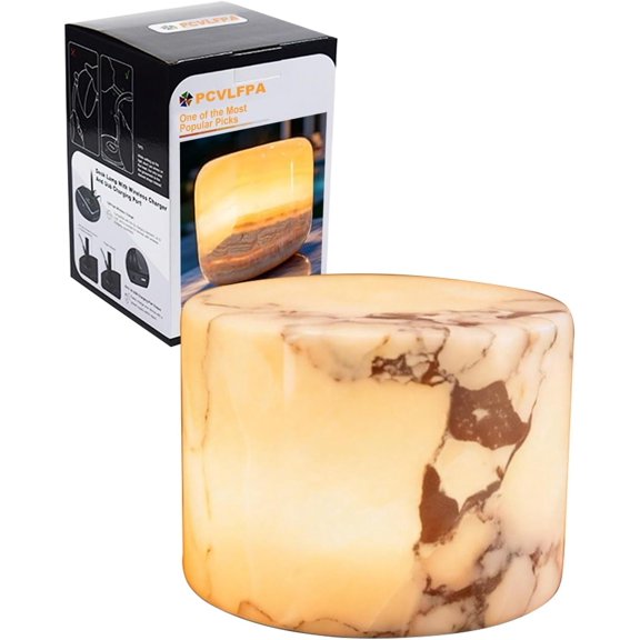 Natural Marble Touch Light, Eye-Caring Dimmable LED Bedside Lamp with Unique Peach Jade Texture, Type-C Rechargeable Small Ambient Tap Light, Cordless Table Lamp for Bedroom Decor