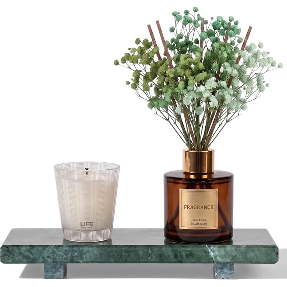 Natural Marble Tray Pedestal Stand, 8.6 x 4 Inch Hand-Polished Stone Riser | For Bathroom & Kitchen Sink. Unique Veining, Waterproof. Soap Dispenser, Perfume, Candle Display. Vanity Organizer. Non-Sl
