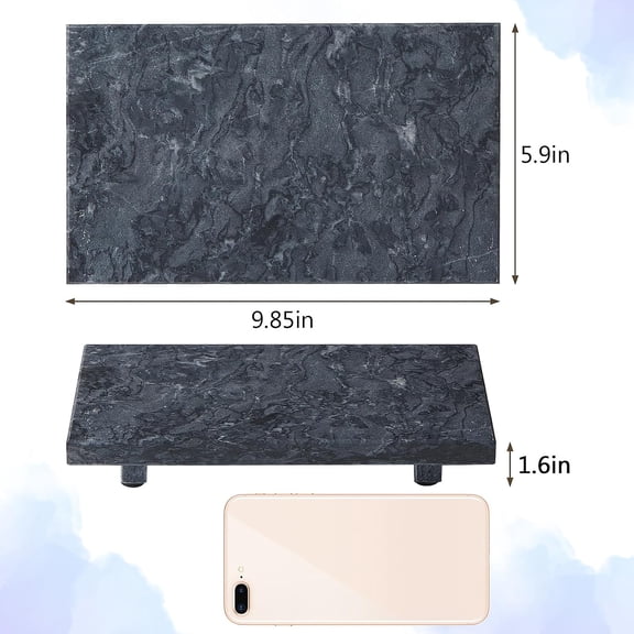 Natural Marble Tray Pedestal Stand Soap Jewelry Riser for Bathroom Counter Kitchen Sink Vanity Organizer Decorative Stone Catchall for Perfume Candles