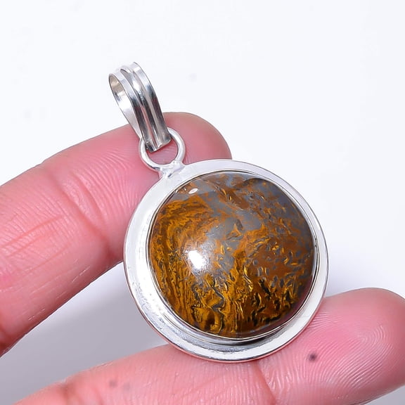 Natural Mariam Jasper Designer Handmade 925 Sterling Silver Pendant 1.76" P71
