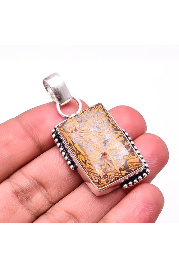 Natural Mariam Jasper Designer Handmade 925 Sterling Silver Pendant 1.95" P12