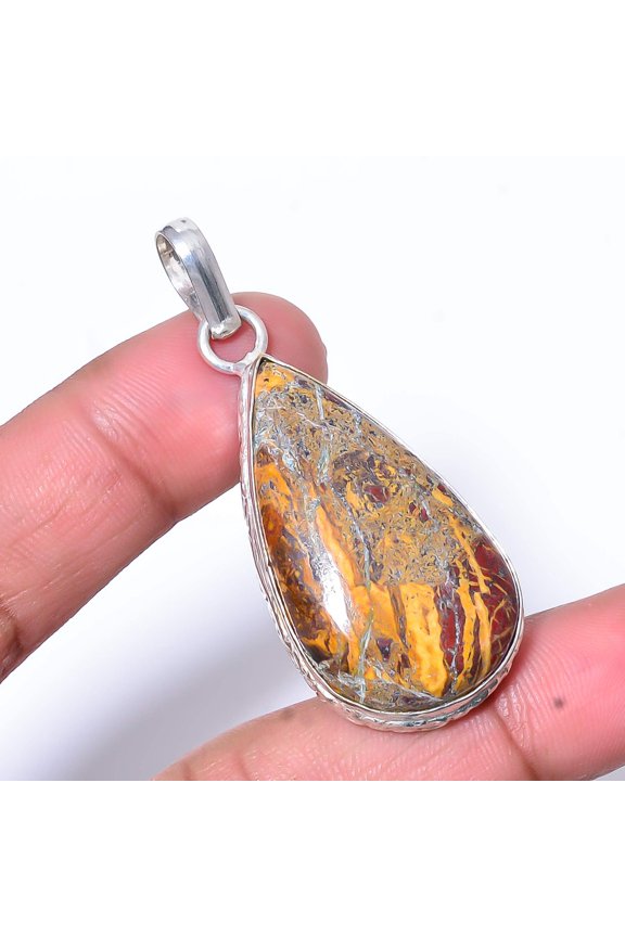 Natural Mariam Jasper Designer Handmade 925 Sterling Silver Pendant 2.03" P14