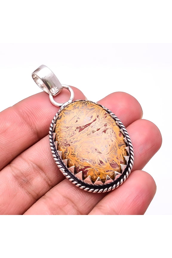 Natural Mariam Jasper Designer Handmade 925 Sterling Silver Pendant 2.11" P13
