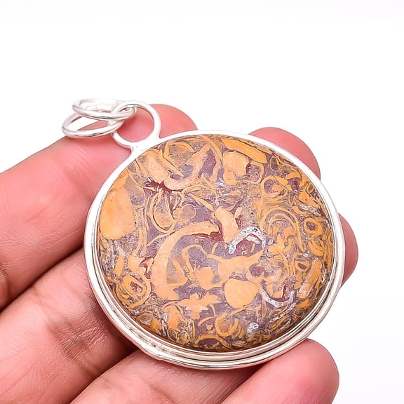 Natural Mariam Jasper Designer Handmade 925 Sterling Silver Pendant 2.15" P26