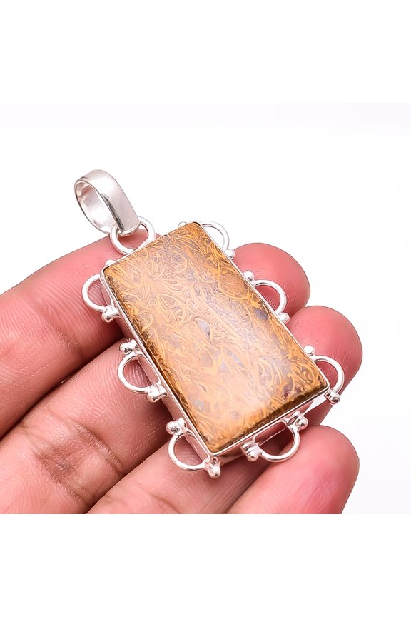 Natural Mariam Jasper Designer Handmade 925 Sterling Silver Pendant 2.26" P12