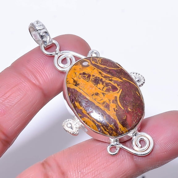 Natural Mariam Jasper Designer Handmade 925 Sterling Silver Pendant 2.26" P24
