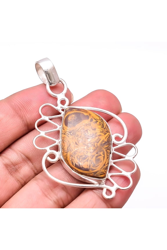 Natural Mariam Jasper Designer Handmade 925 Sterling Silver Pendant 2.42" P15