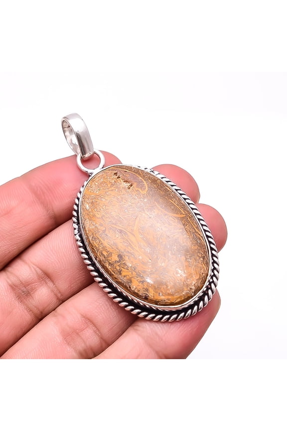Natural Mariam Jasper Designer Handmade 925 Sterling Silver Pendant 2.42" P25