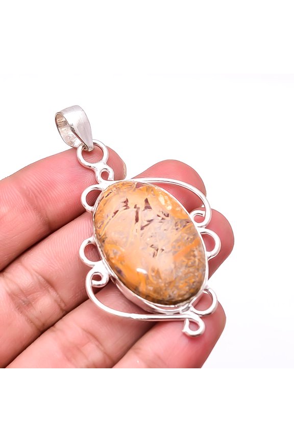 Natural Mariam Jasper Designer Handmade 925 Sterling Silver Pendant 2.42" P8