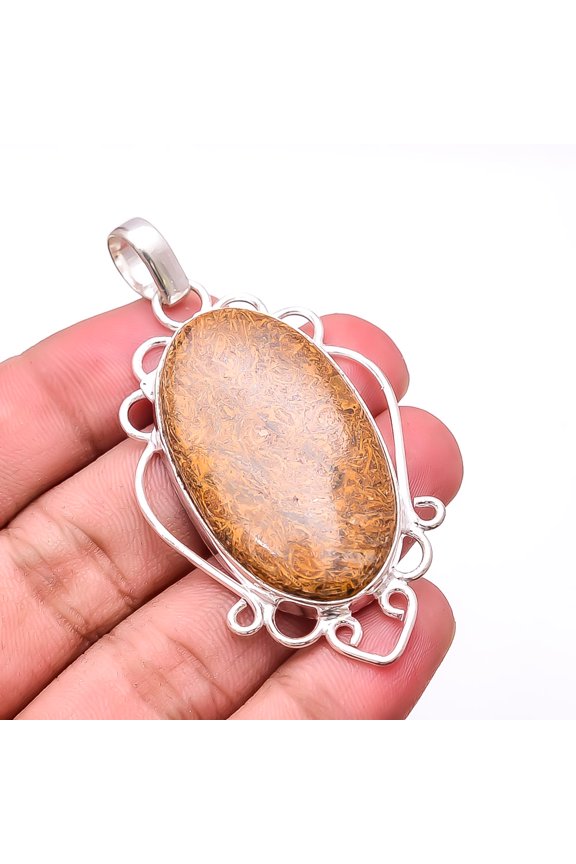 Natural Mariam Jasper Designer Handmade 925 Sterling Silver Pendant 2.50" P24