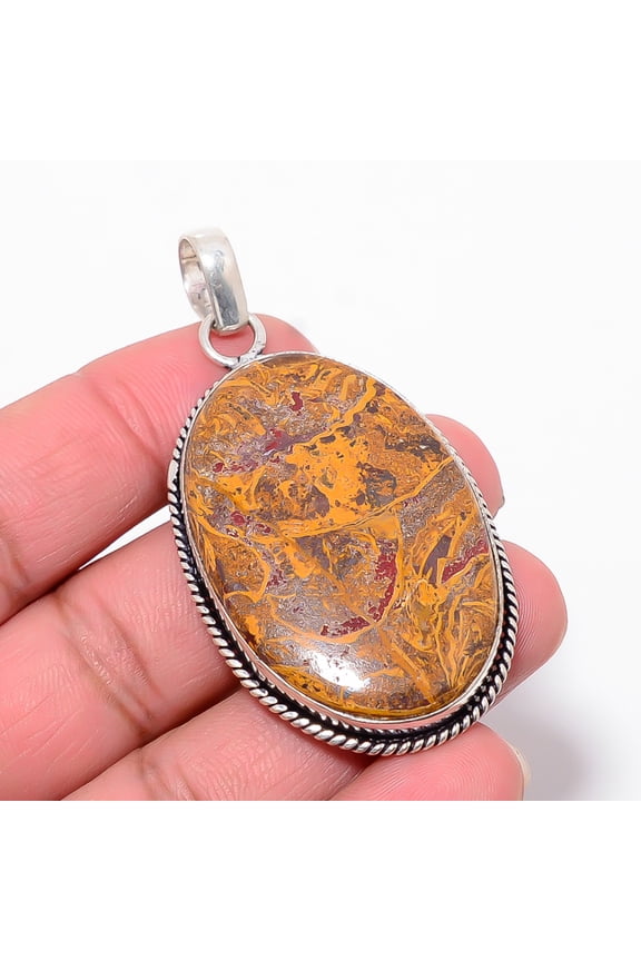 Natural Mariam Jasper Designer Handmade 925 Sterling Silver Pendant 2.54" P22