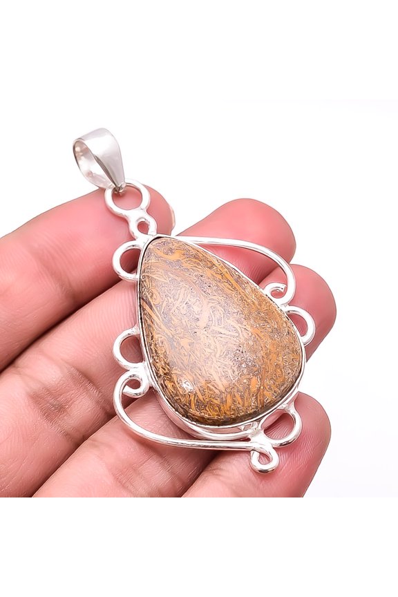 Natural Mariam Jasper Designer Handmade 925 Sterling Silver Pendant 2.54" P4