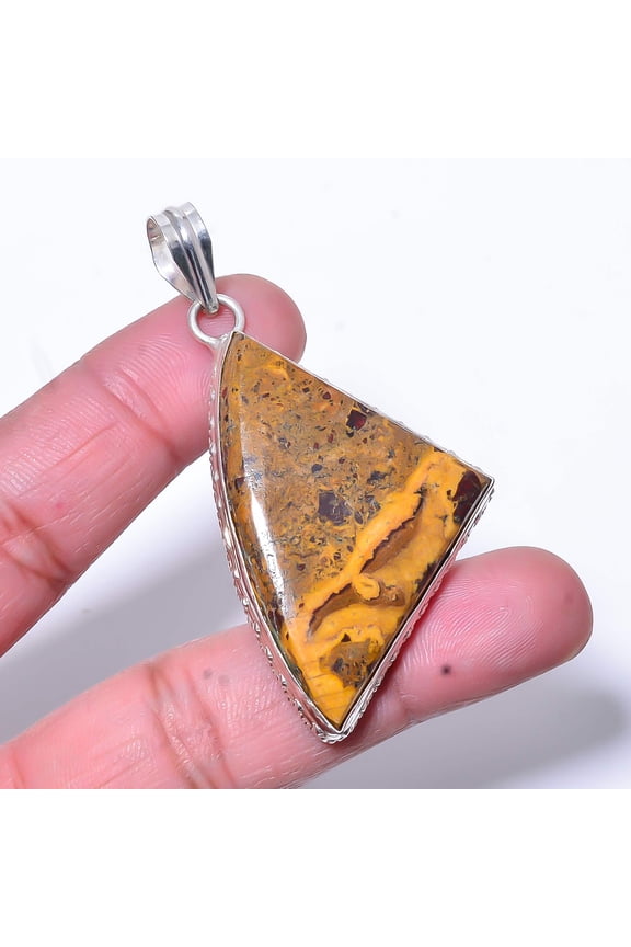 Natural Mariam Jasper Designer Handmade 925 Sterling Silver Pendant 2.54" P50