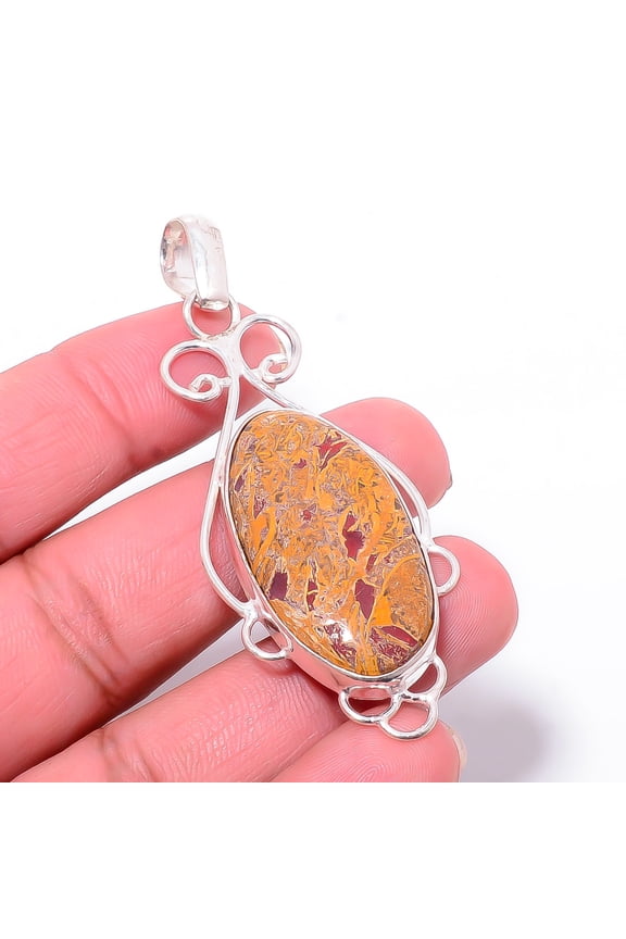 Natural Mariam Jasper Designer Handmade 925 Sterling Silver Pendant 2.81" P30