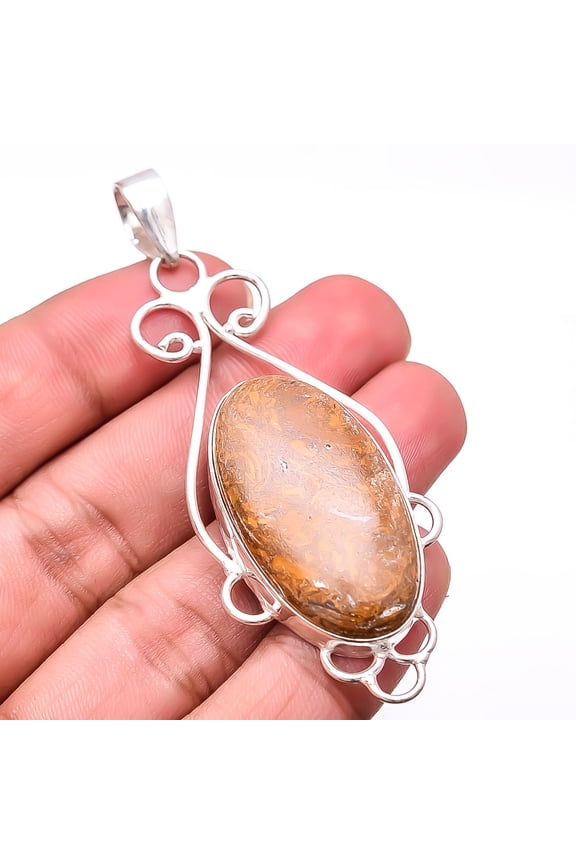 Natural Mariam Jasper Designer Handmade 925 Sterling Silver Pendant 2.89" P21