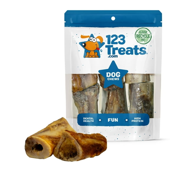 Natural Marrow Beef Bone Chews for Dogs 3-4 inches  (6 Count)