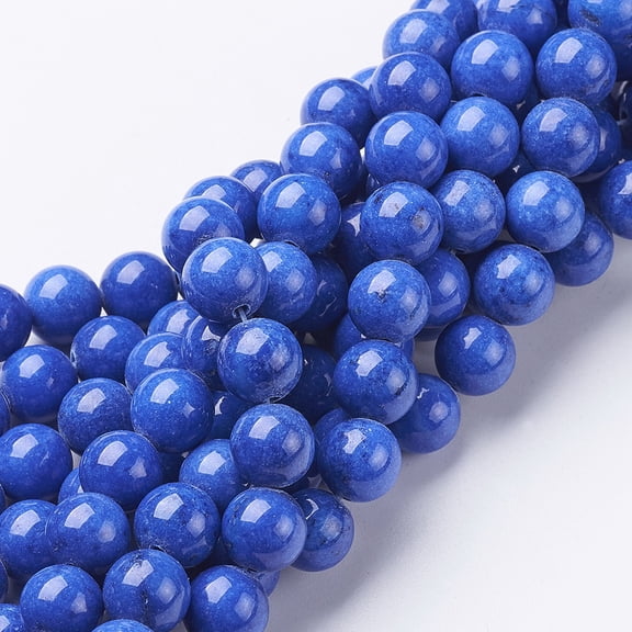 Natural Mashan Jade Round Beads Strands Dyed Blue 10mm Hole: 1mm 41pcs/strand 15.7 inch