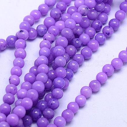 Natural Mashan Jade Round Beads Strands Dyed Blue Violet 6mm Hole: 1mm about 69pcs/strand 15.7 inch