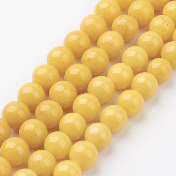 Natural Mashan Jade Round Beads Strands Dyed Yellow 8mm Hole: 1mm about 48pcs/strand 15 inch