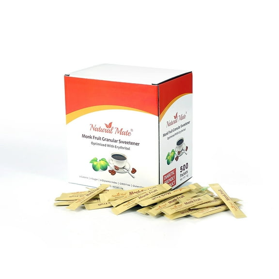 Natural Mate Monk Fruit Sweetener Packets, 500 Count (2 grams/packet) | 1 Pack
