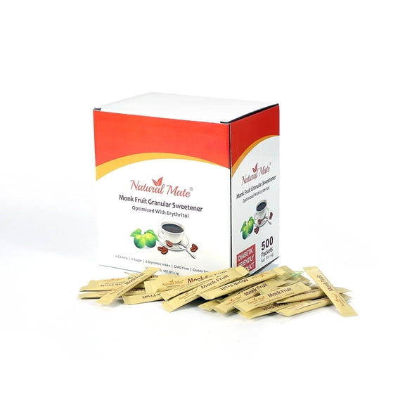 Natural Mate Monk Fruit Sweetener Packets, 500 Count (2 grams/packet) | 2 Pack