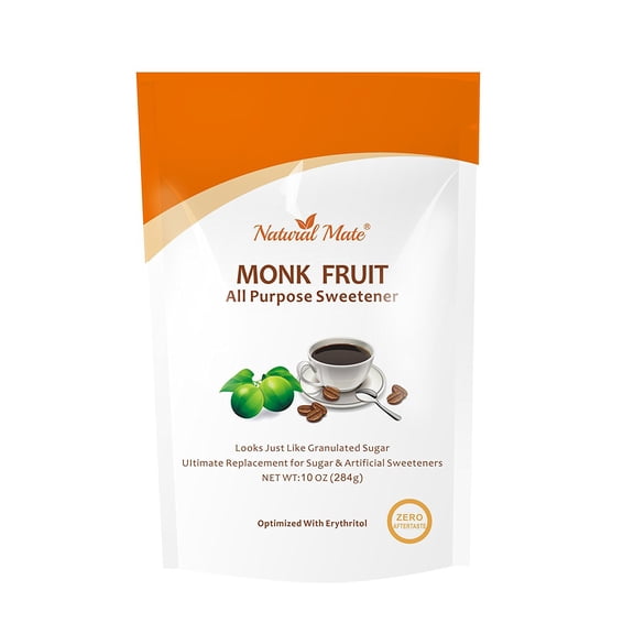 Natural Mate Monk Fruit All Purpose Sweetener with Erythritol 2x Sugar Sweetness, 10 Ounce