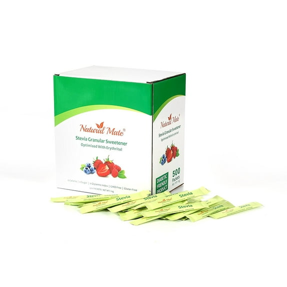 Natural Mate Stevia Sweetener Packets, 500 Count (2 grams/packet) | 1 Pack