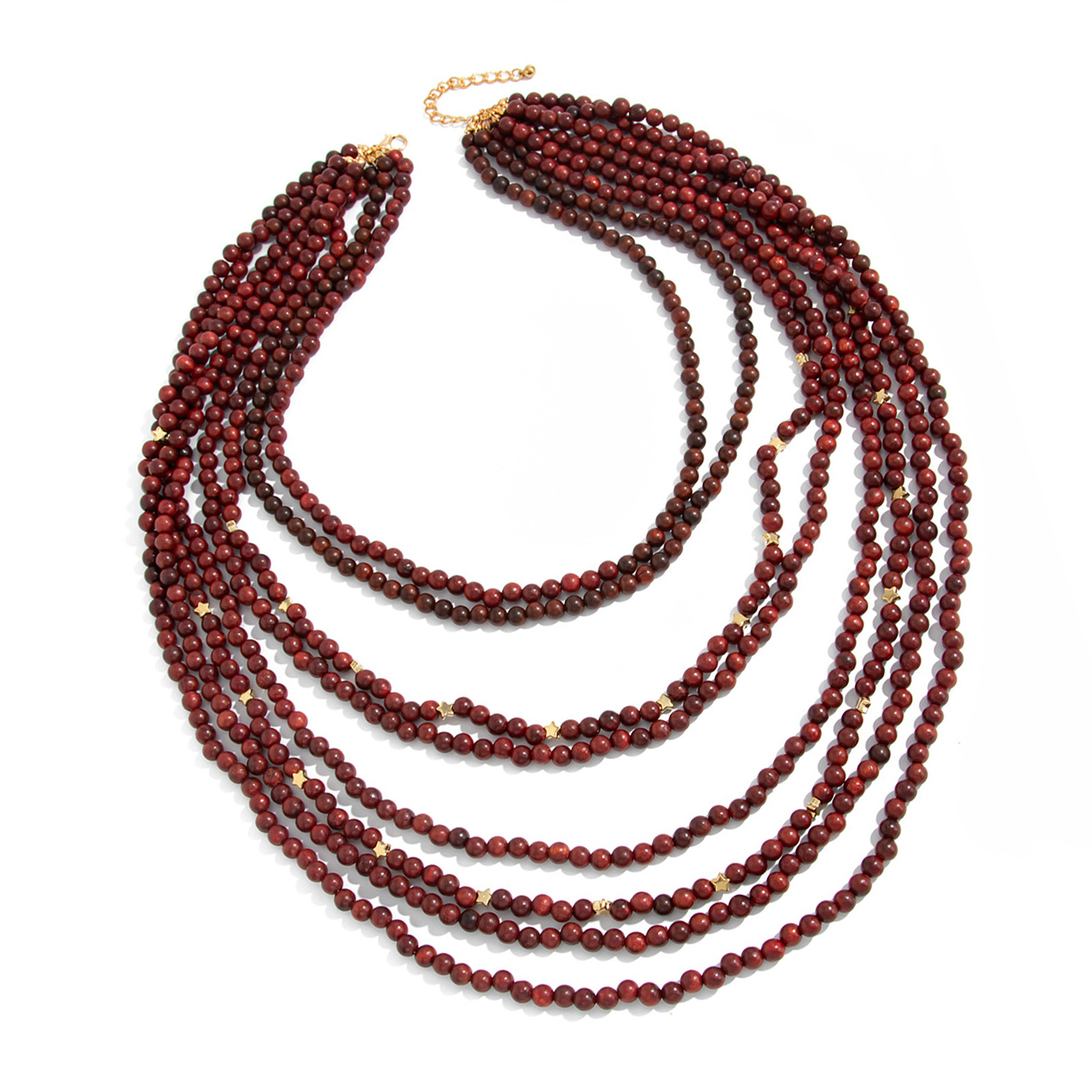 Natural Materials Mixed Multi Strands Necklace Featuring Beads and Metal for Retro Look Solves Monotony Ideal for Everyday Wear