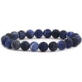 thumbnail image 1 of Natural Matt Frosted Blue Sodalite Gemstone 8mm Round Beads Stretch Bracelet 7 Inch Unisex, 1 of 2