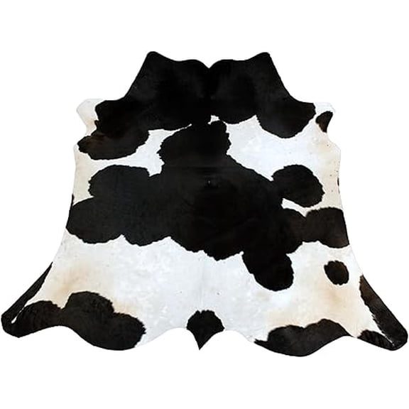 Natural Medium Brown White Cowhide Rug, Genuine Leather Animal Hide with Hair-on Texture, Ideal for Living Room, Bedroom, or Office Accent