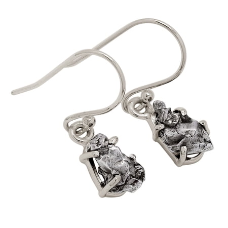 Natural Meteorite Campo Del Cielo - Argentina 925 Silver Earrings ALLE-18299