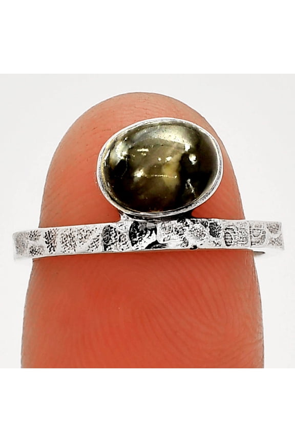 Natural Mexican Cabbing Fossil 925 Sterling Silver Ring s.6 Jewelry R-1037 SDR234118