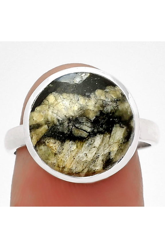Natural Mexican Cabbing Fossil 925 Sterling Silver Ring s.7.5 Jewelry R-1005 SDR181507