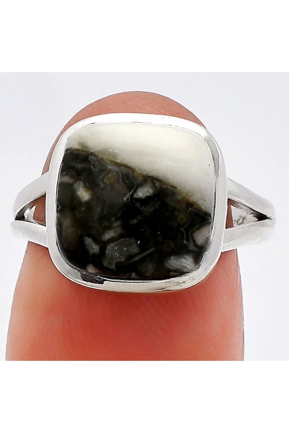 Natural Mexican Cabbing Fossil 925 Sterling Silver Ring s.7 Jewelry R-1005 SDR230409