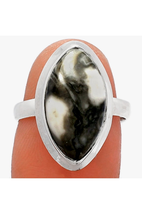 Natural Mexican Cabbing Fossil 925 Sterling Silver Ring s.7 Jewelry R-1007 SDR226346