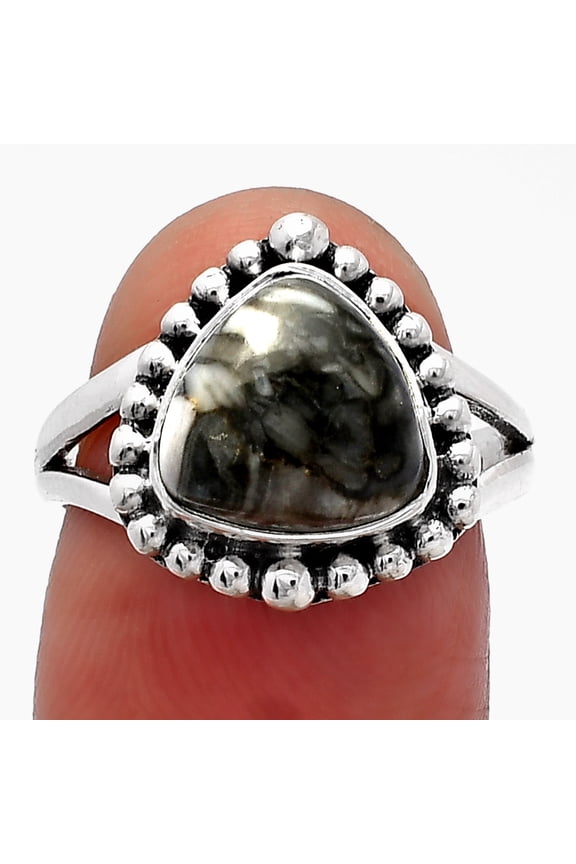 Natural Mexican Cabbing Fossil 925 Sterling Silver Ring s.7 Jewelry R-1154 SDR226072