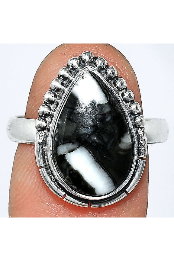 Natural Mexican Cabbing Fossil 925 Sterling Silver Ring s.8 Jewelry R-1151 SDR239469
