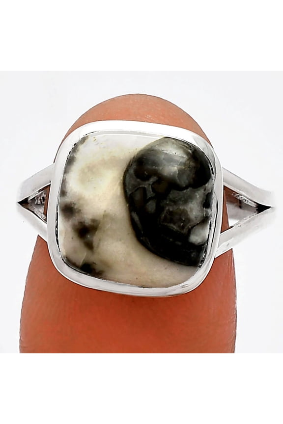 Natural Mexican Cabbing Fossil 925 Sterling Silver Ring s.9 Jewelry R-1005 SDR230512
