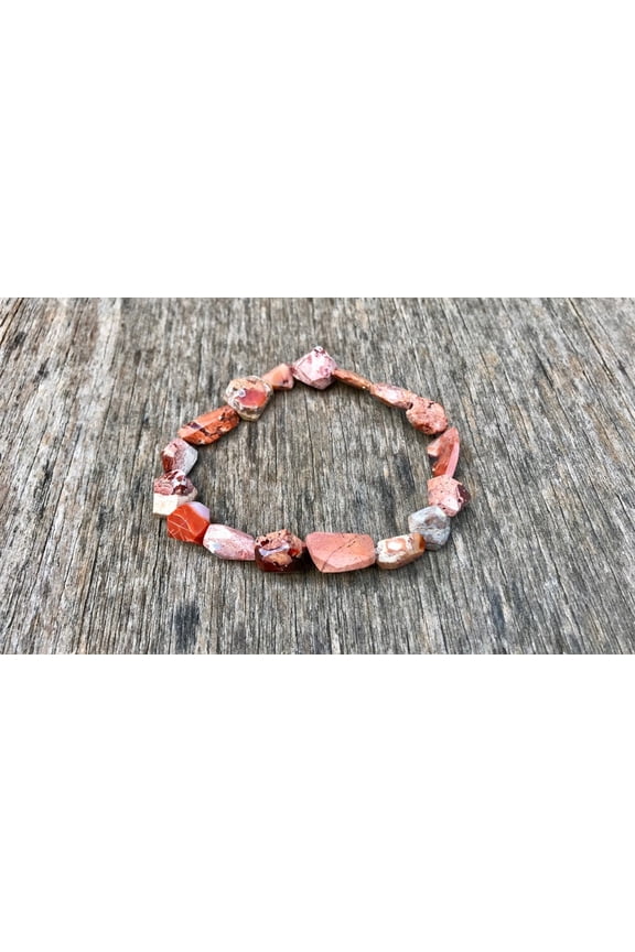 Natural Mexican Fire Opal 8-12mm Tumble Shape Smooth Cut Beads Stretchable Bracelet for Men & Women.