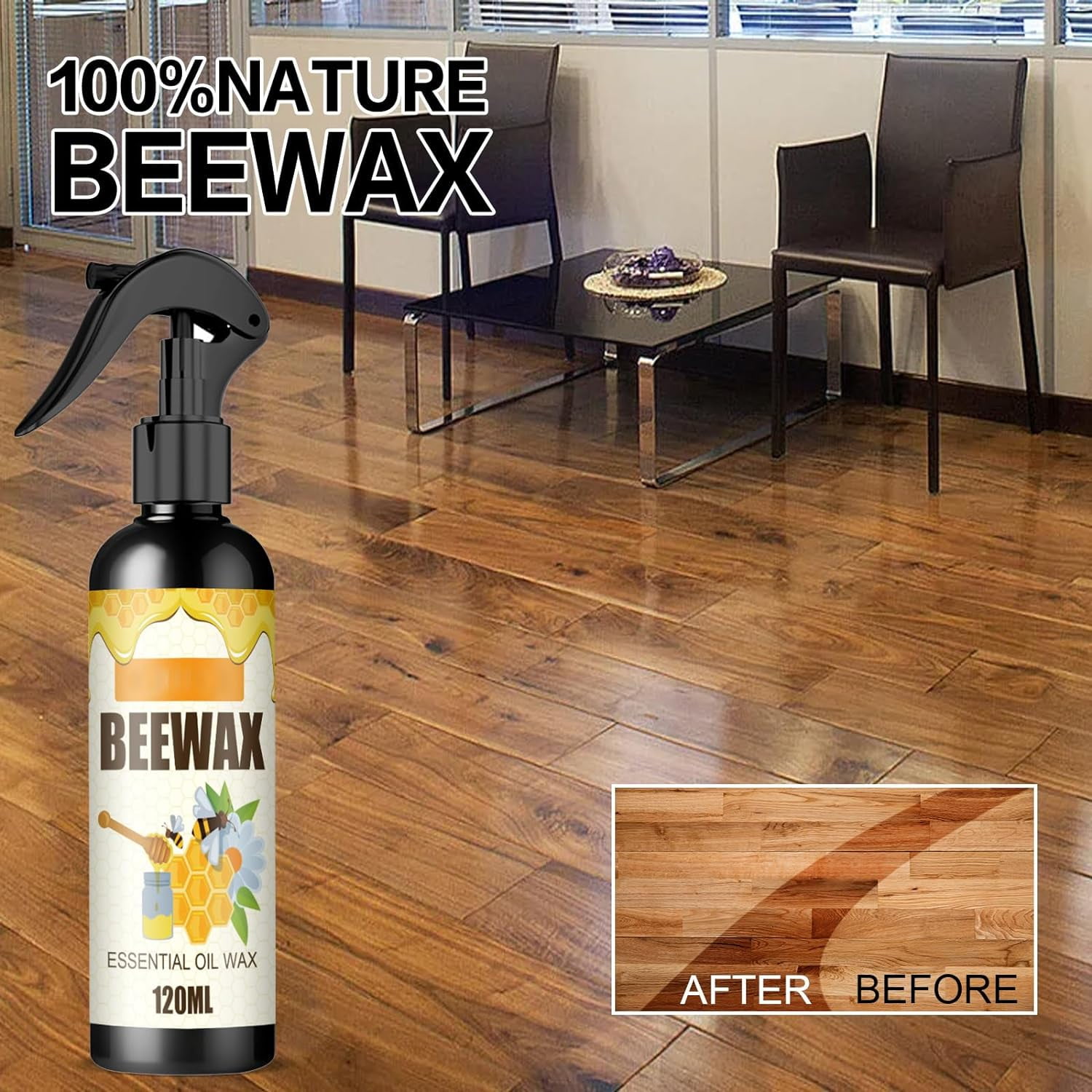 Beeswax Polish for Wood & Furniture 100% Natural of Traditional Wood Wax  Finish