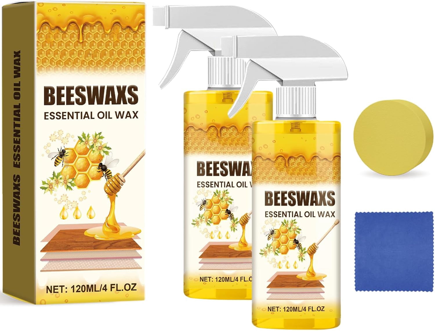 Natural Micro-Molecularized Beeswax Spray, Beeswaxs Essential Oil Wax, Multi-Purpose Furniture Polish, Wood Cleaner Repairing and Care Spray, Restores Shine & Removes Scratches