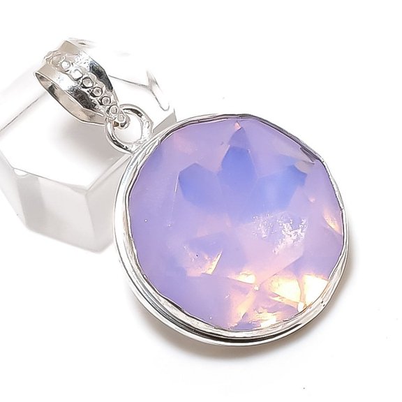Natural Milky Opal Gemstone Handmade 925 Sterling Silver Gift Pendant 1.62"